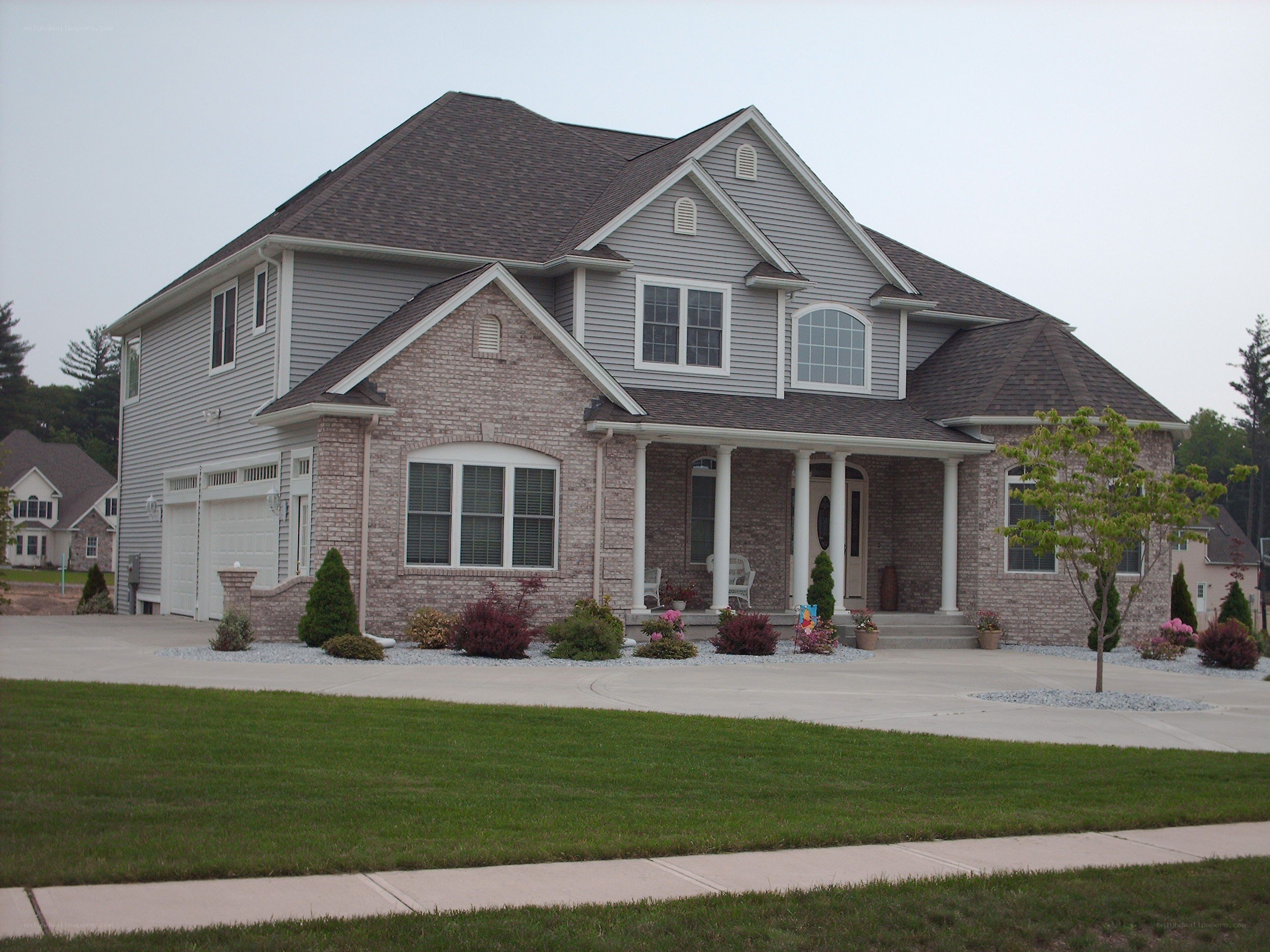 modern two-story brick home
