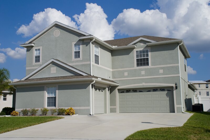 modern two-story house with garage