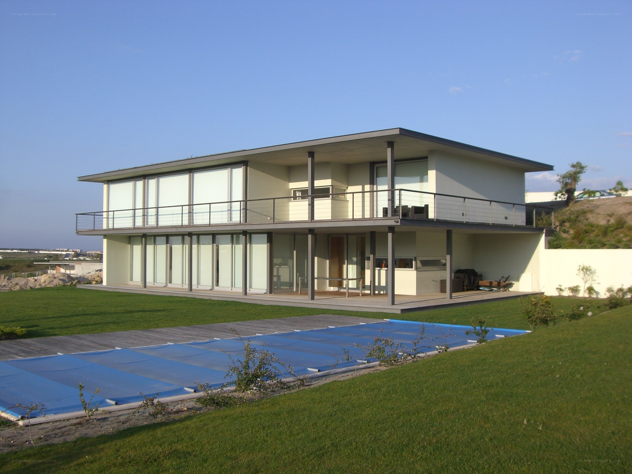 Modern two-story house with pool