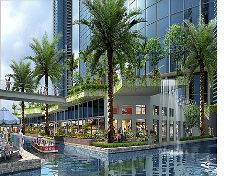 Modern urban waterfront complex