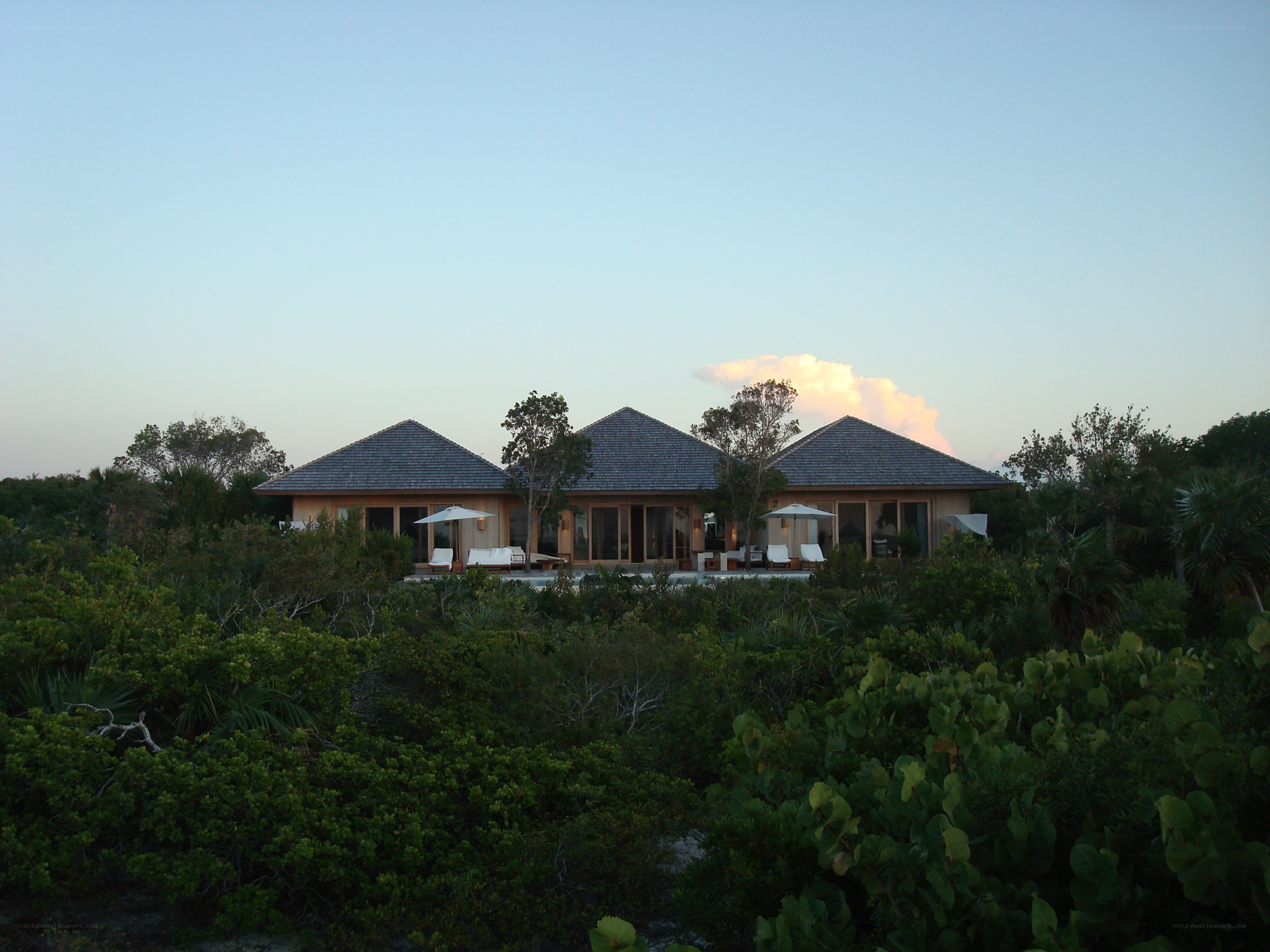 Modern villa at dusk