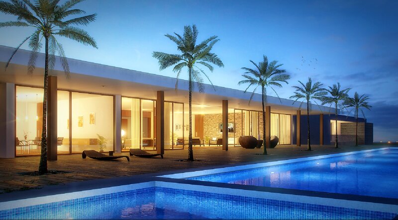Modern Villa at Night