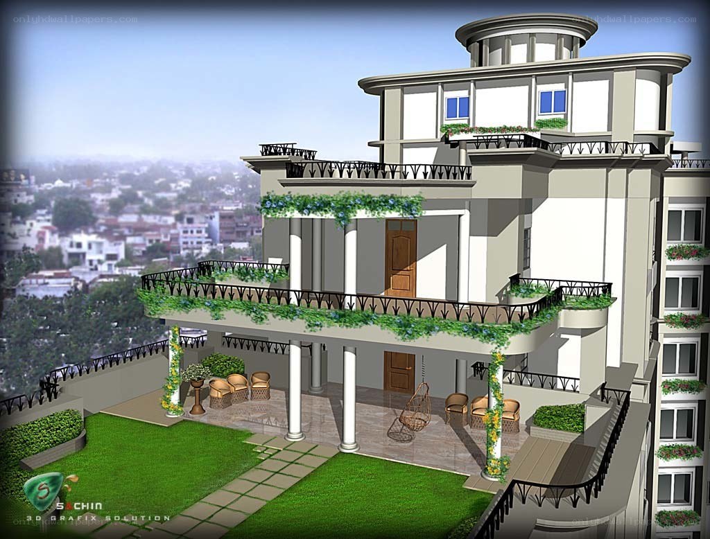 Modern villa with rooftop garden