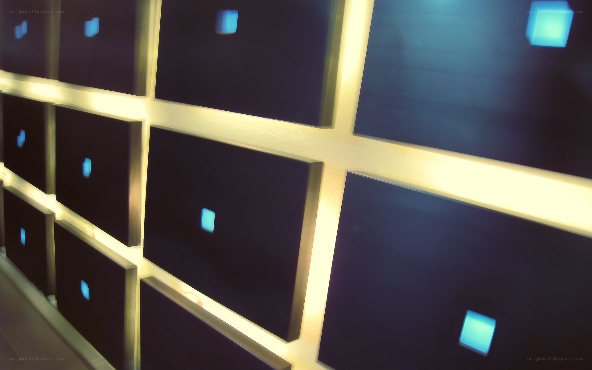 modern wall with glowing panels