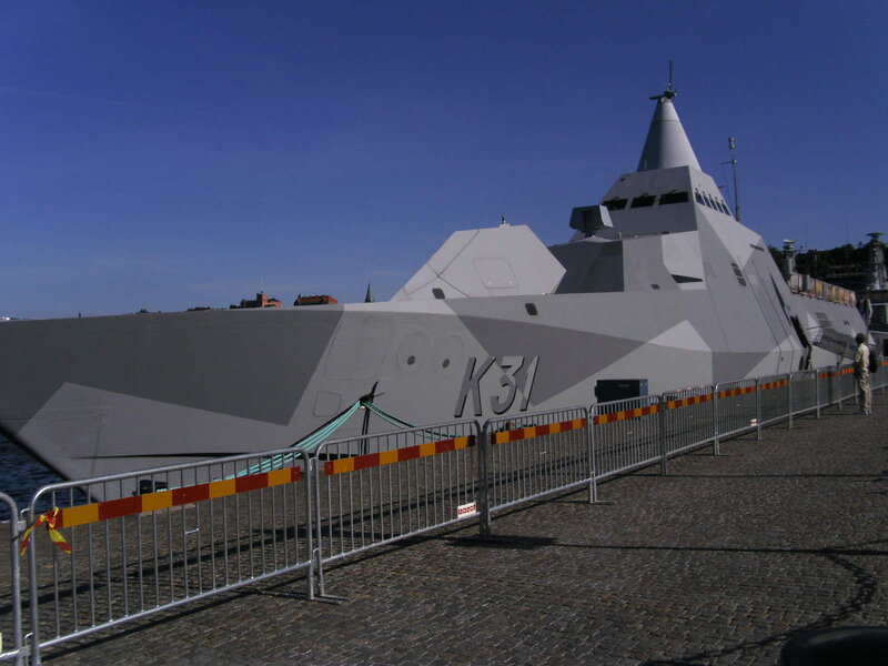 Modern Warship at Dock