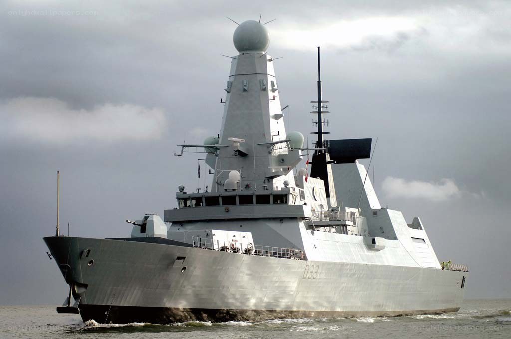 modern warship at sea