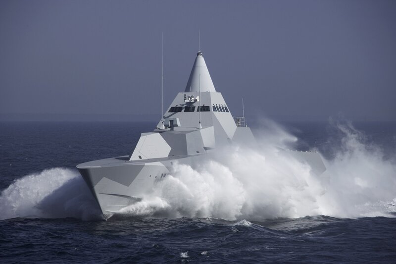 Modern warship at sea