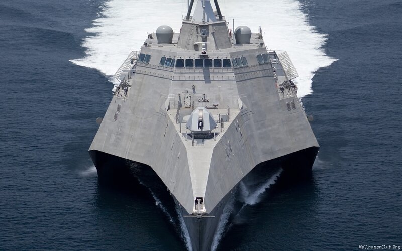 modern warship at sea