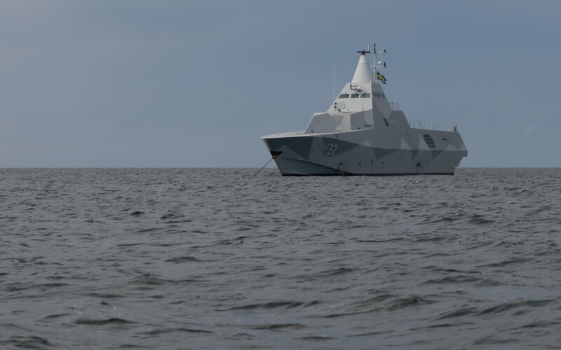 modern warship at sea