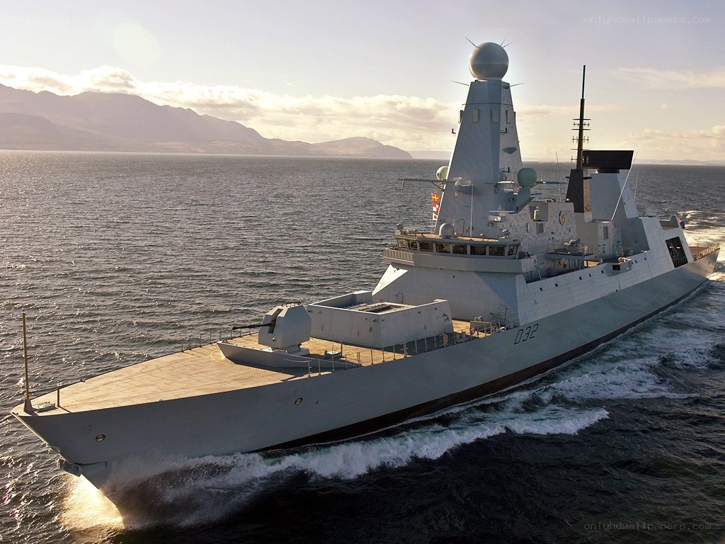 Modern warship at sea