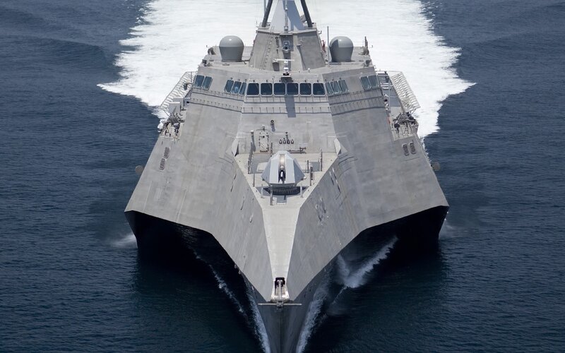 modern warship at sea