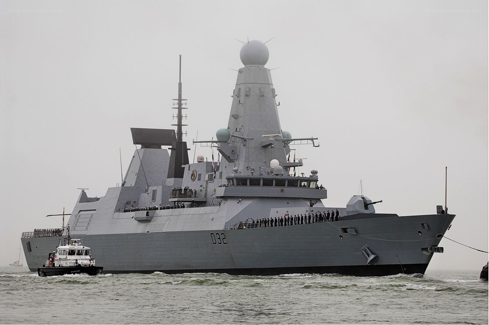Modern warship at sea