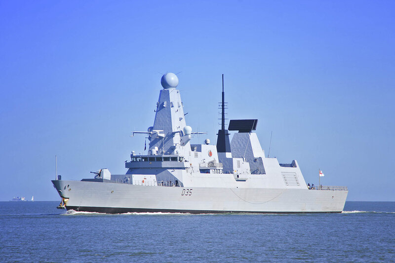 Modern Warship at Sea — Blue