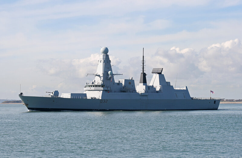 Modern Warship at Sea — Gray, Calm, Afternoon, Photograph