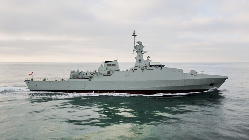 Modern Warship at Sea — Gray, Calm, Morning