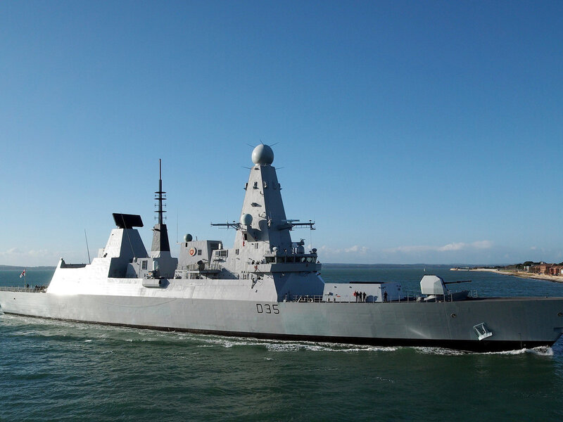 Modern Warship at Sea — Gray, Calm