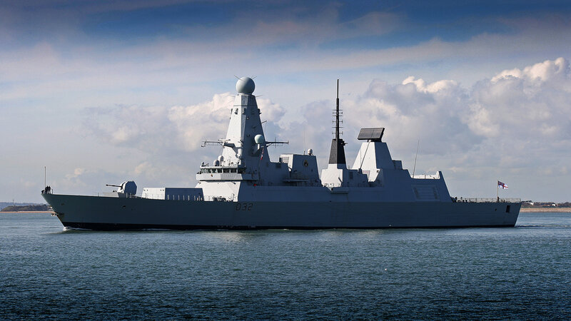 Modern Warship at Sea — Gray
