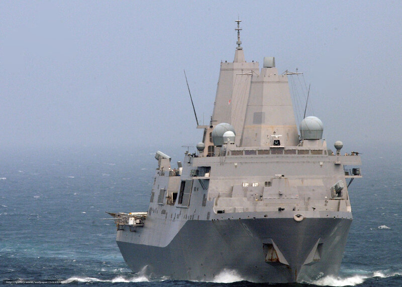 modern warship at sea