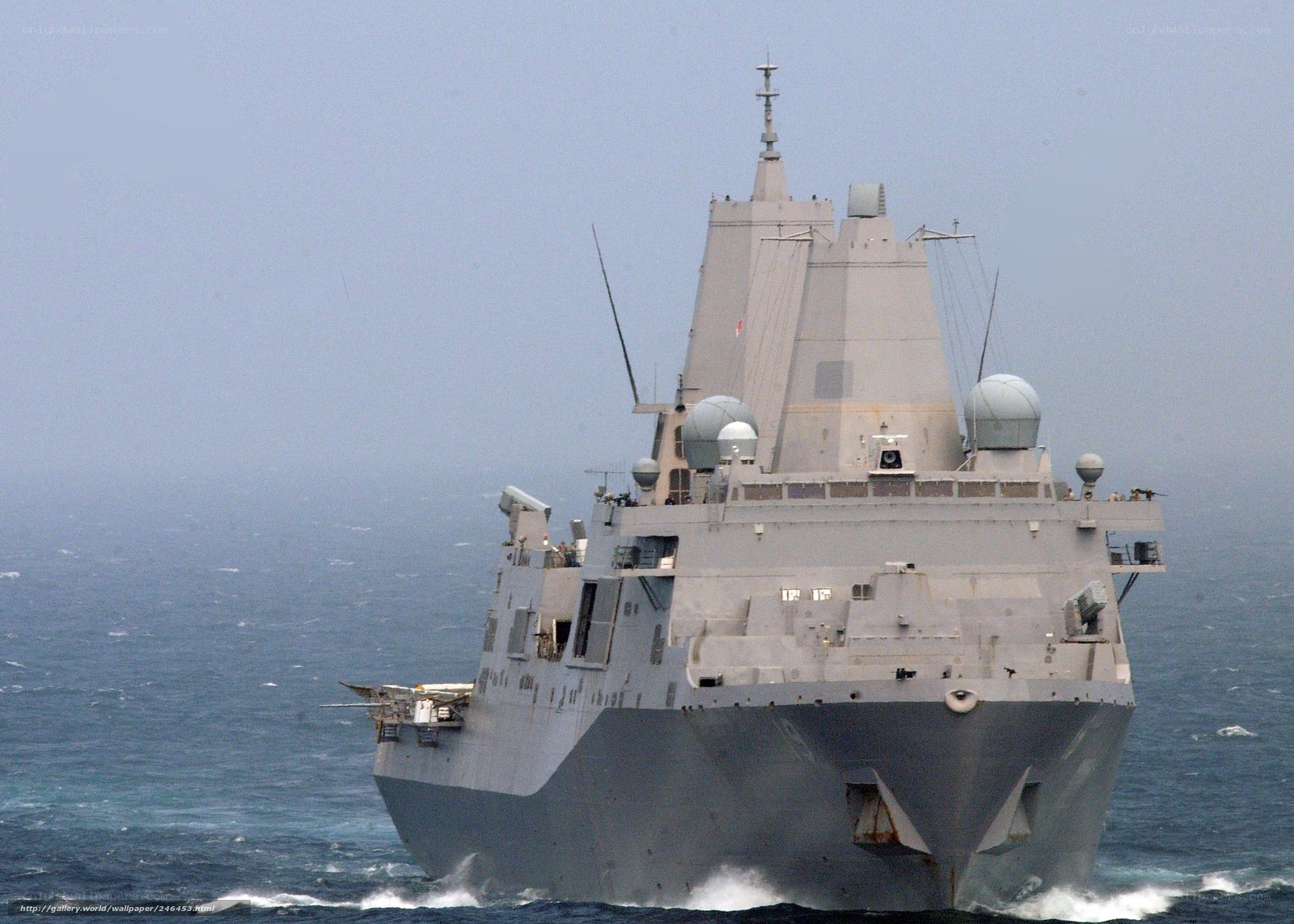 modern warship at sea