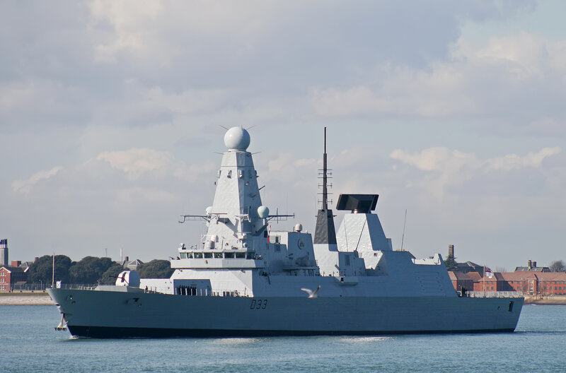 Modern Warship in Harbor — Gray, Calm