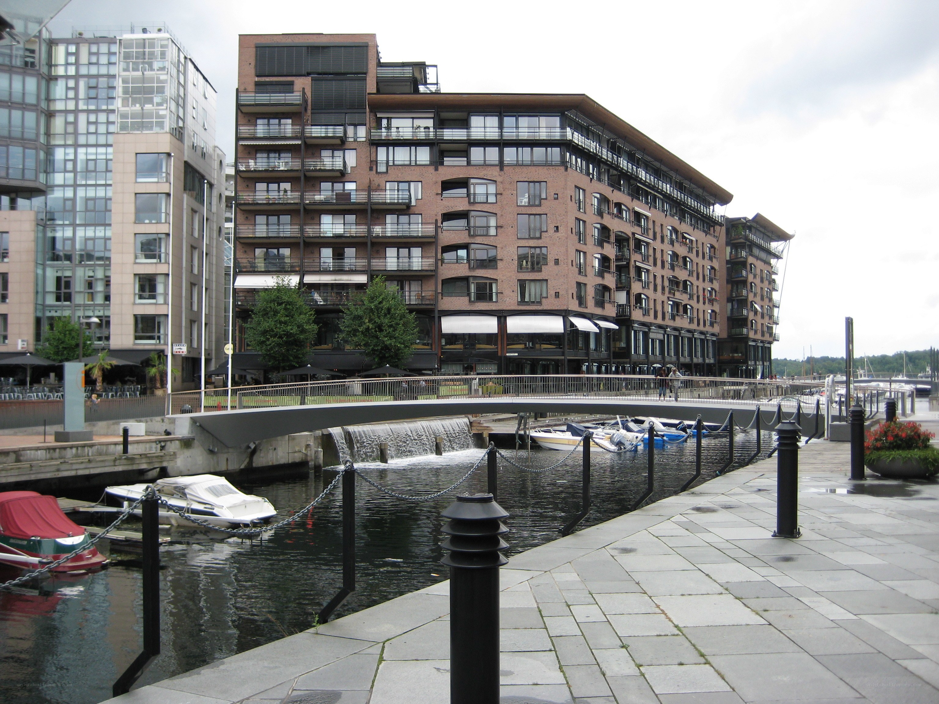 Modern waterfront apartment buildings