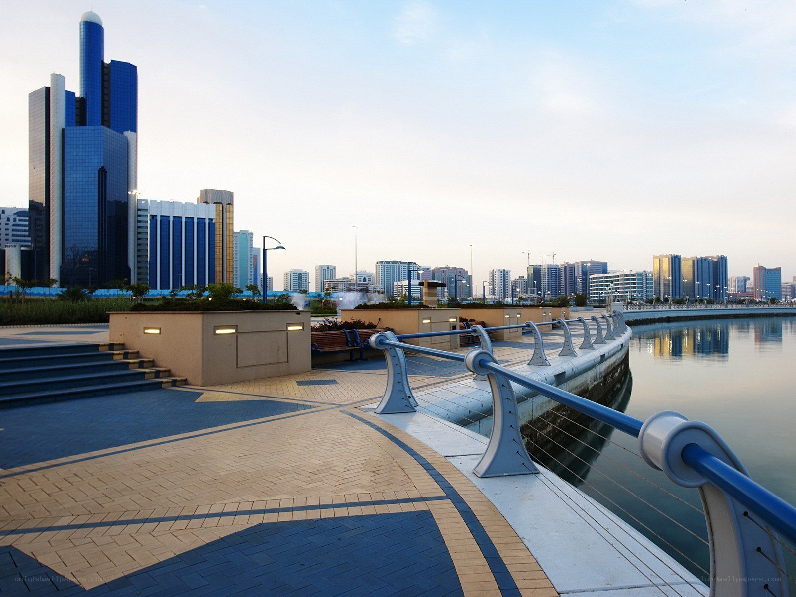 Modern waterfront promenade