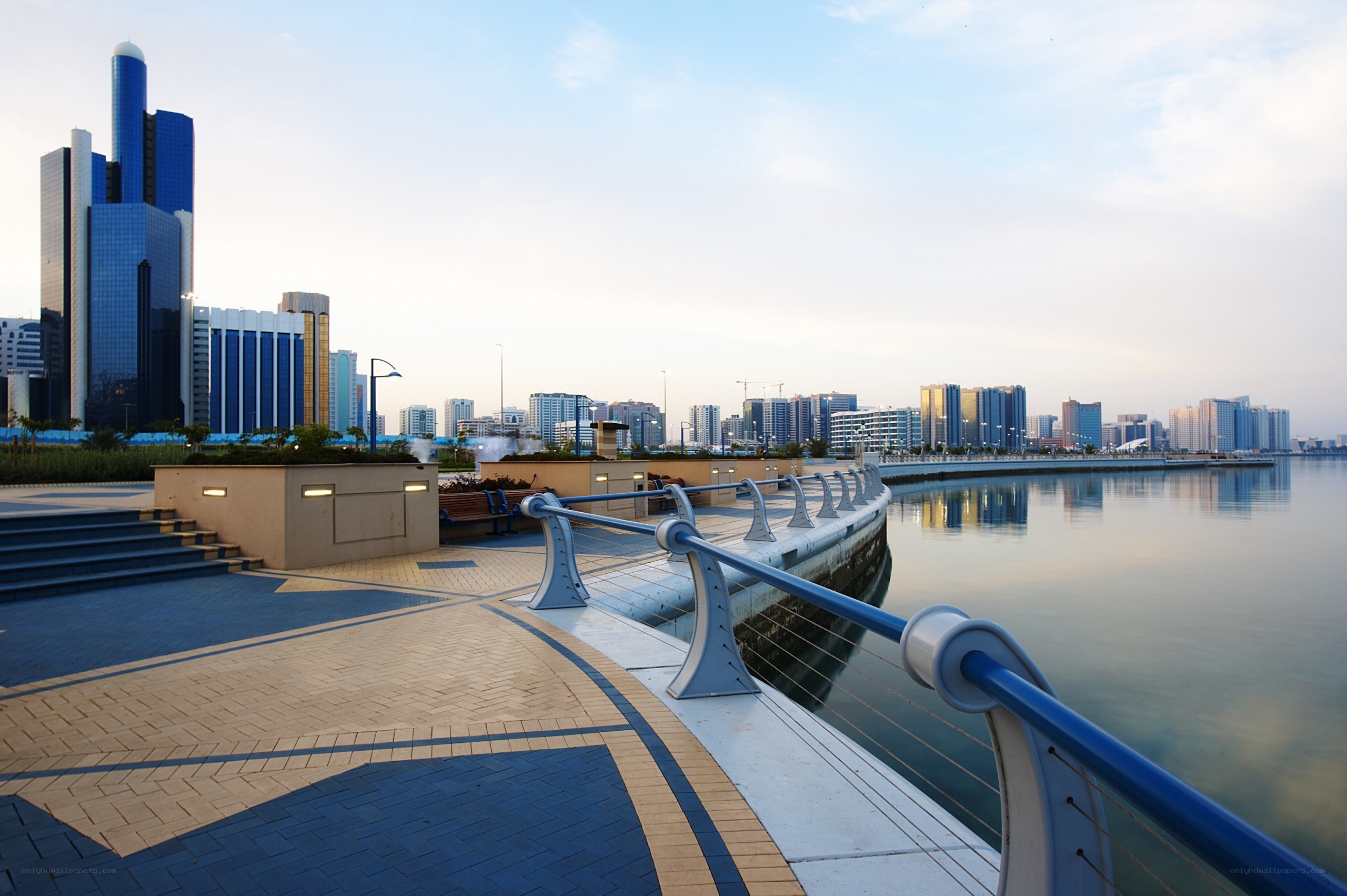 Modern waterfront promenade