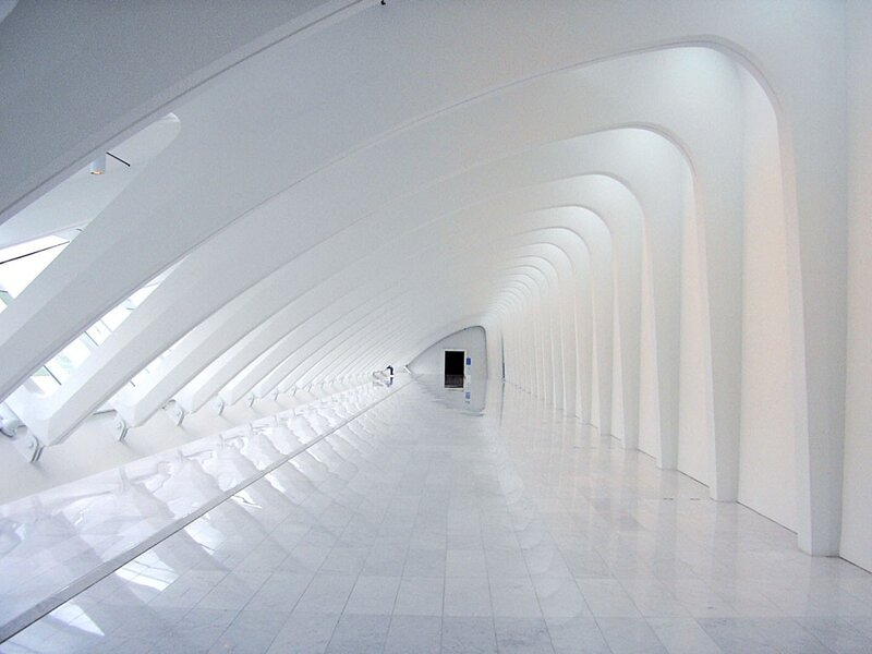 modern white architectural corridor