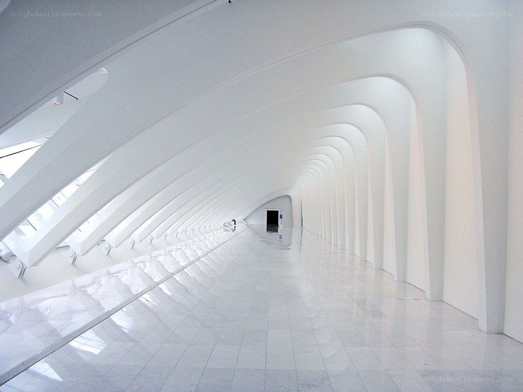 modern white architectural corridor