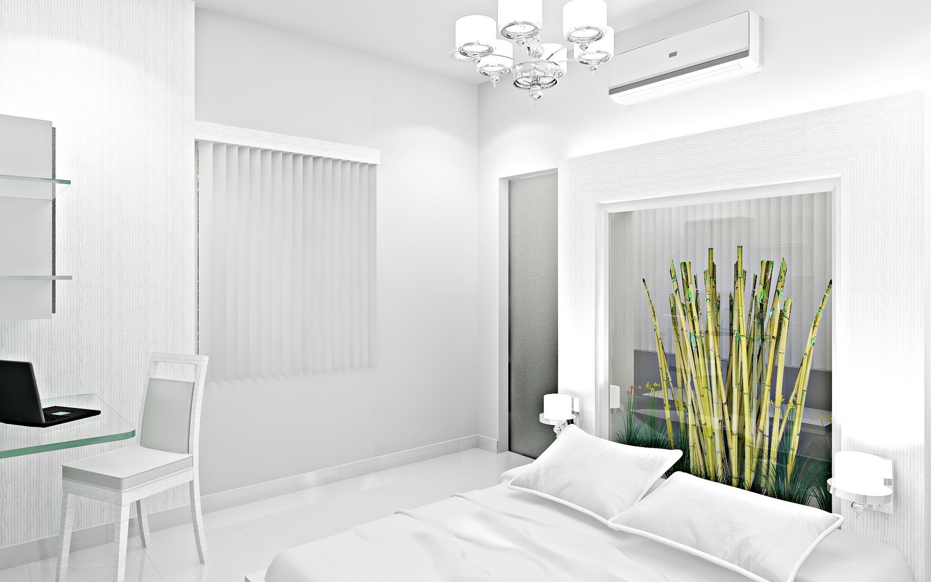 Modern white bedroom interior