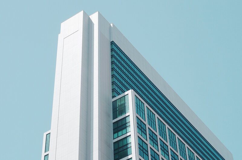 Modern White Building — Calm, Afternoon