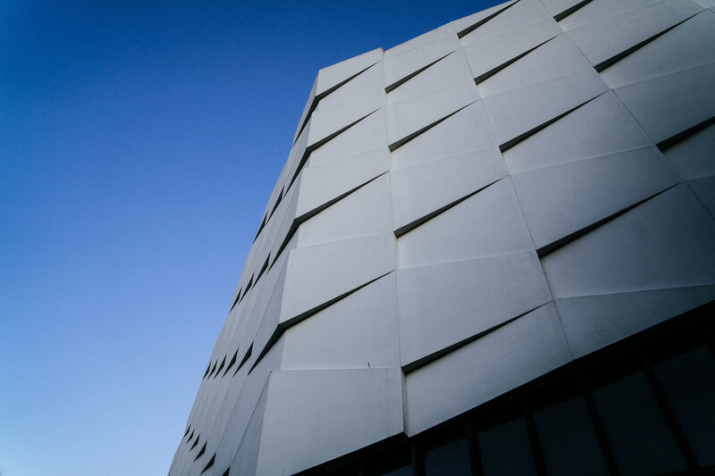 Modern White Building — Dramatic, Afternoon