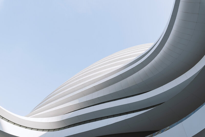 Modern White Building — Serene, Afternoon