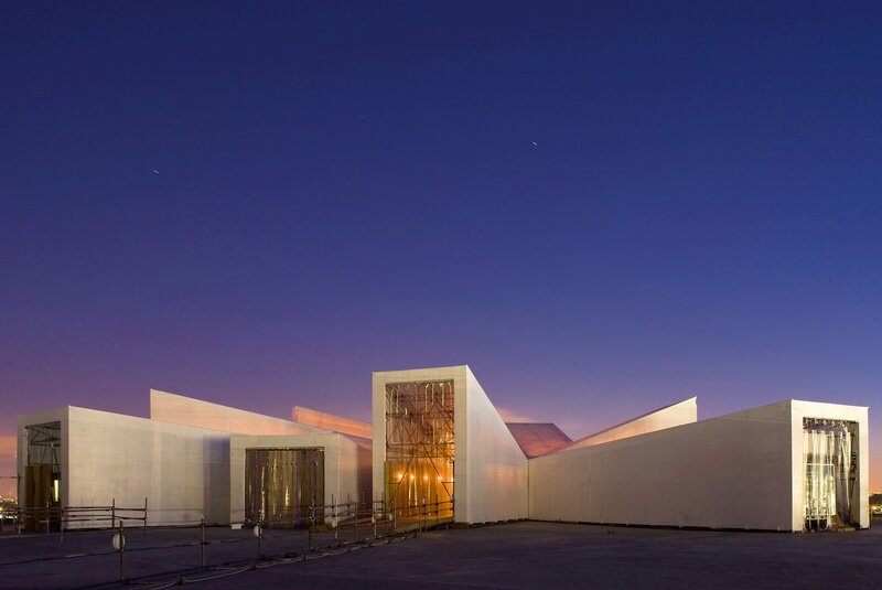 Modern White Building — Serene, Night