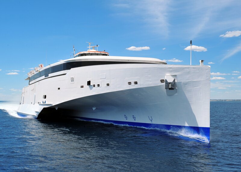 modern white catamaran ship