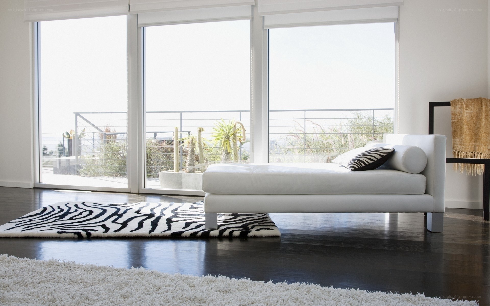 Modern white chaise lounge