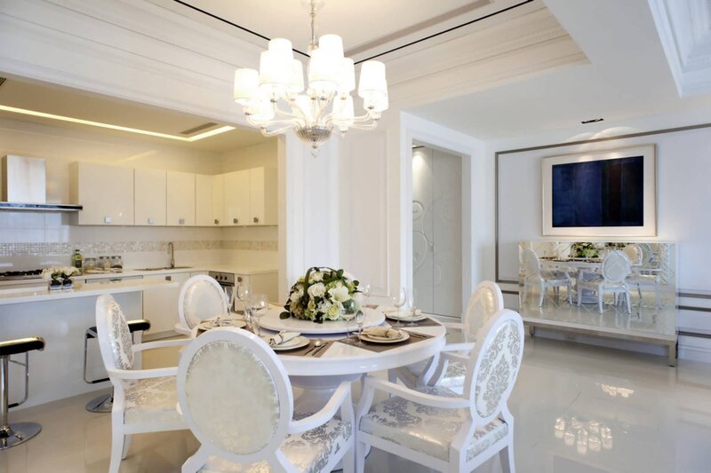 Modern white dining room