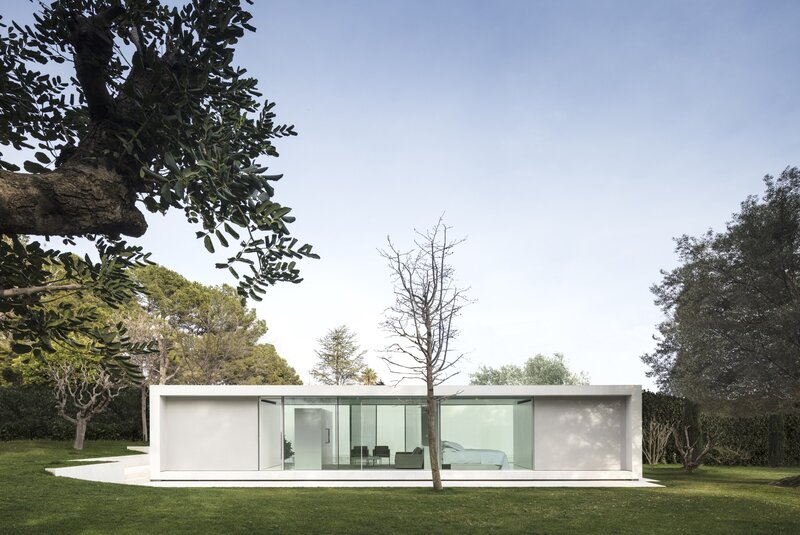 Modern White House — Serene, Afternoon, Photograph, Glass Walls