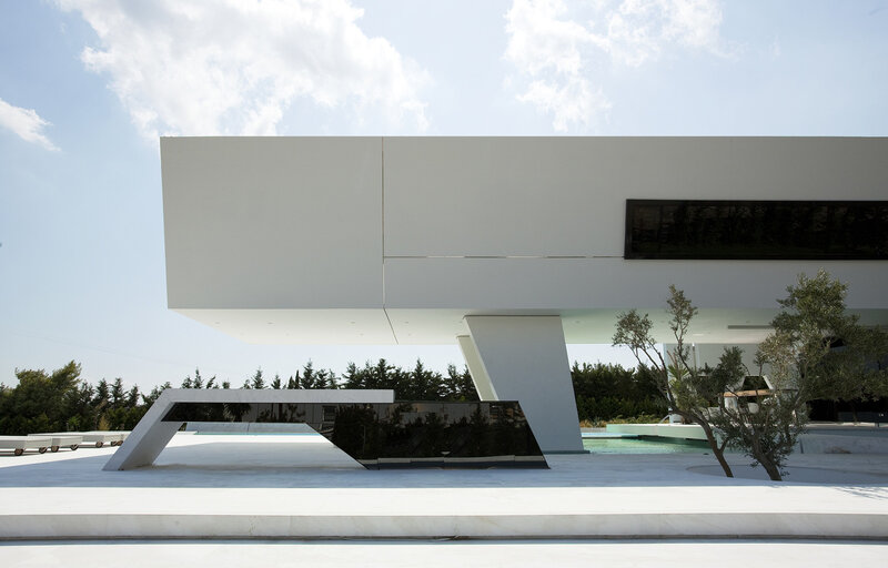 Modern White House — Serene, Afternoon, Photograph, Pool, Trees