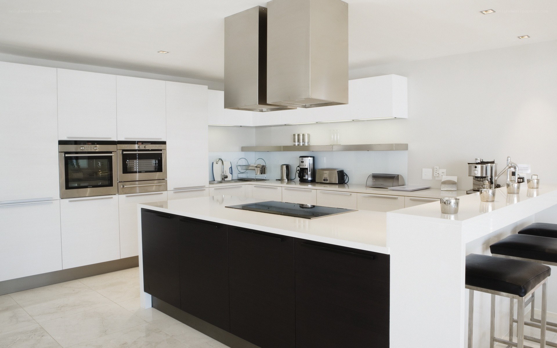 Modern white kitchen with island