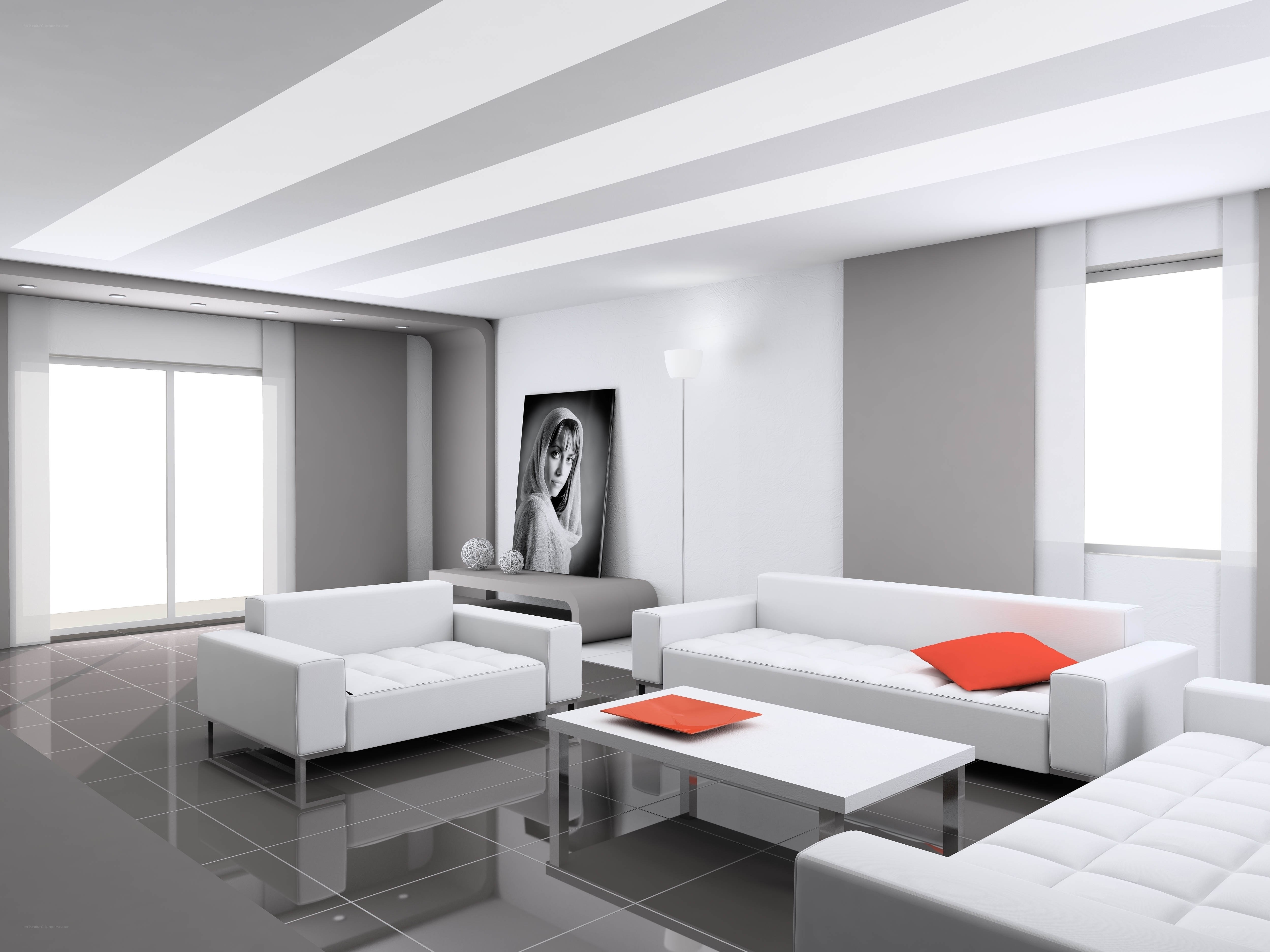 Modern white living room