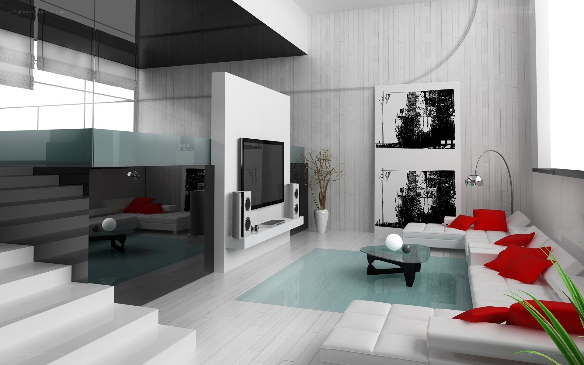 modern white living room