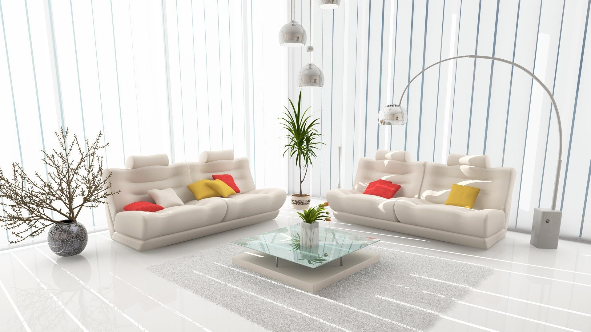Modern white living room
