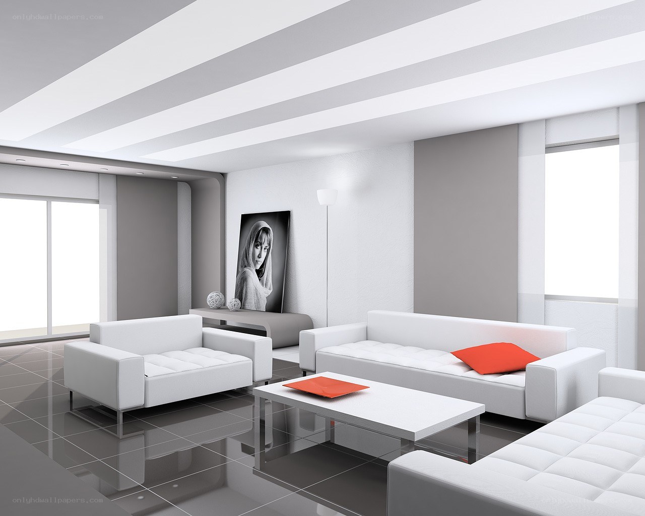 Modern white living room