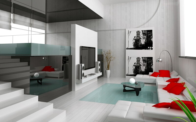 Modern white living room interior