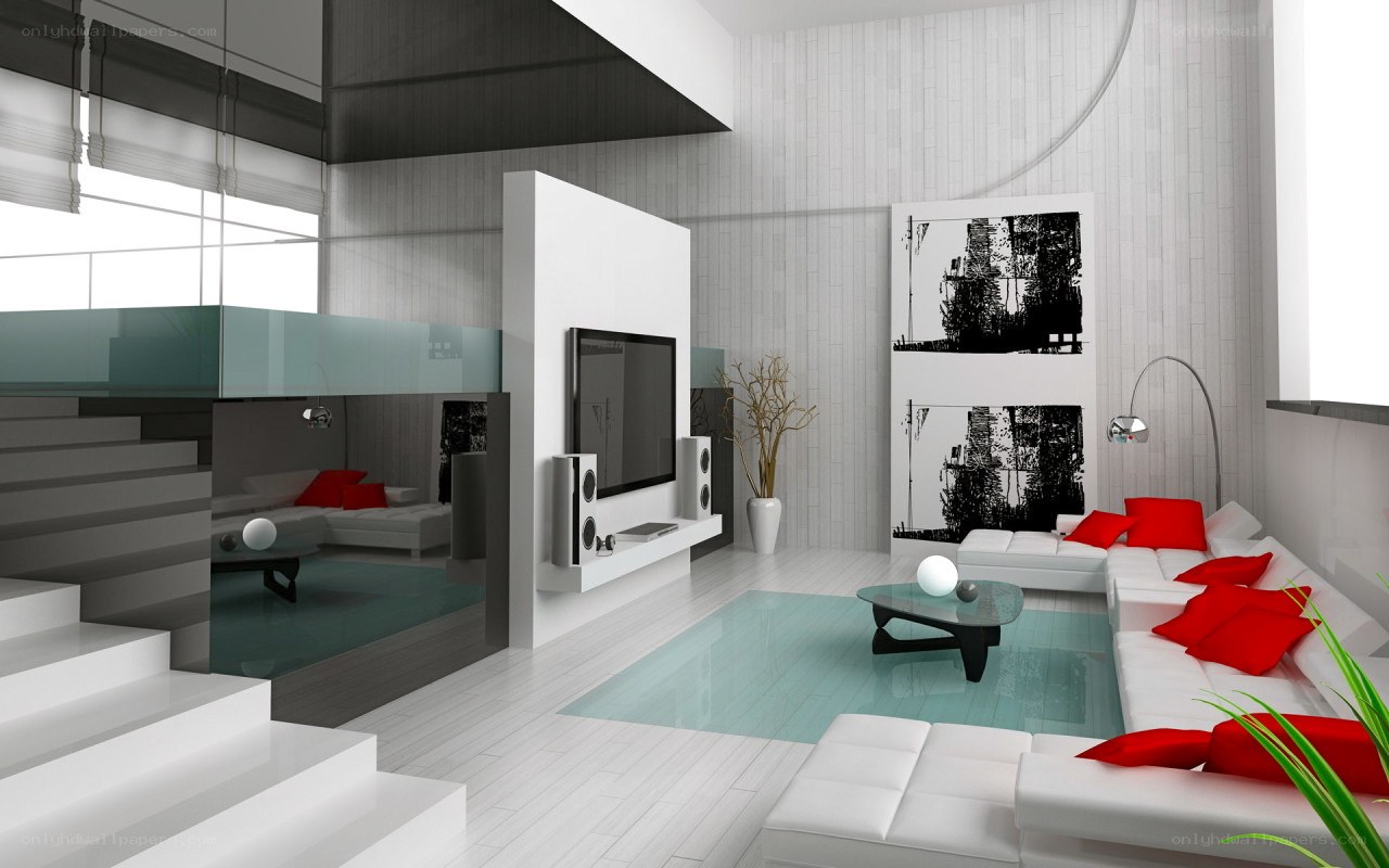 Modern white living room interior