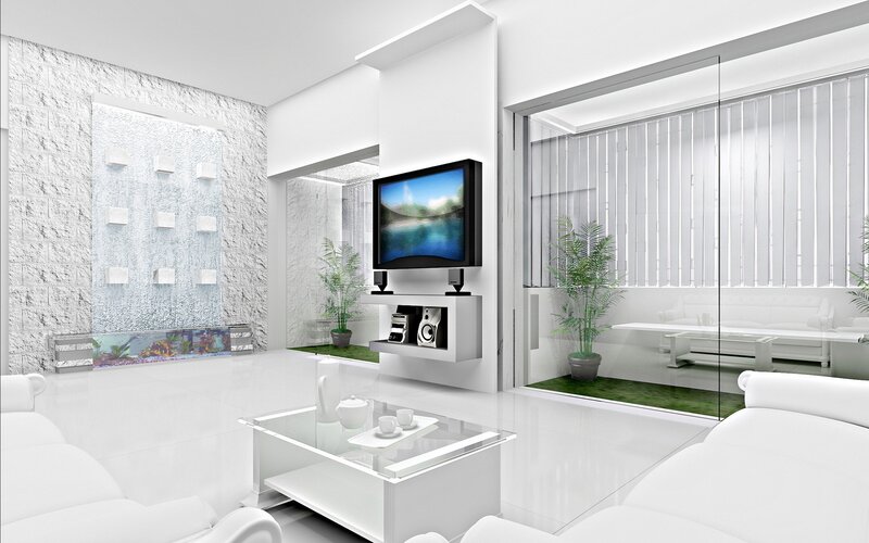 Modern white living room interior