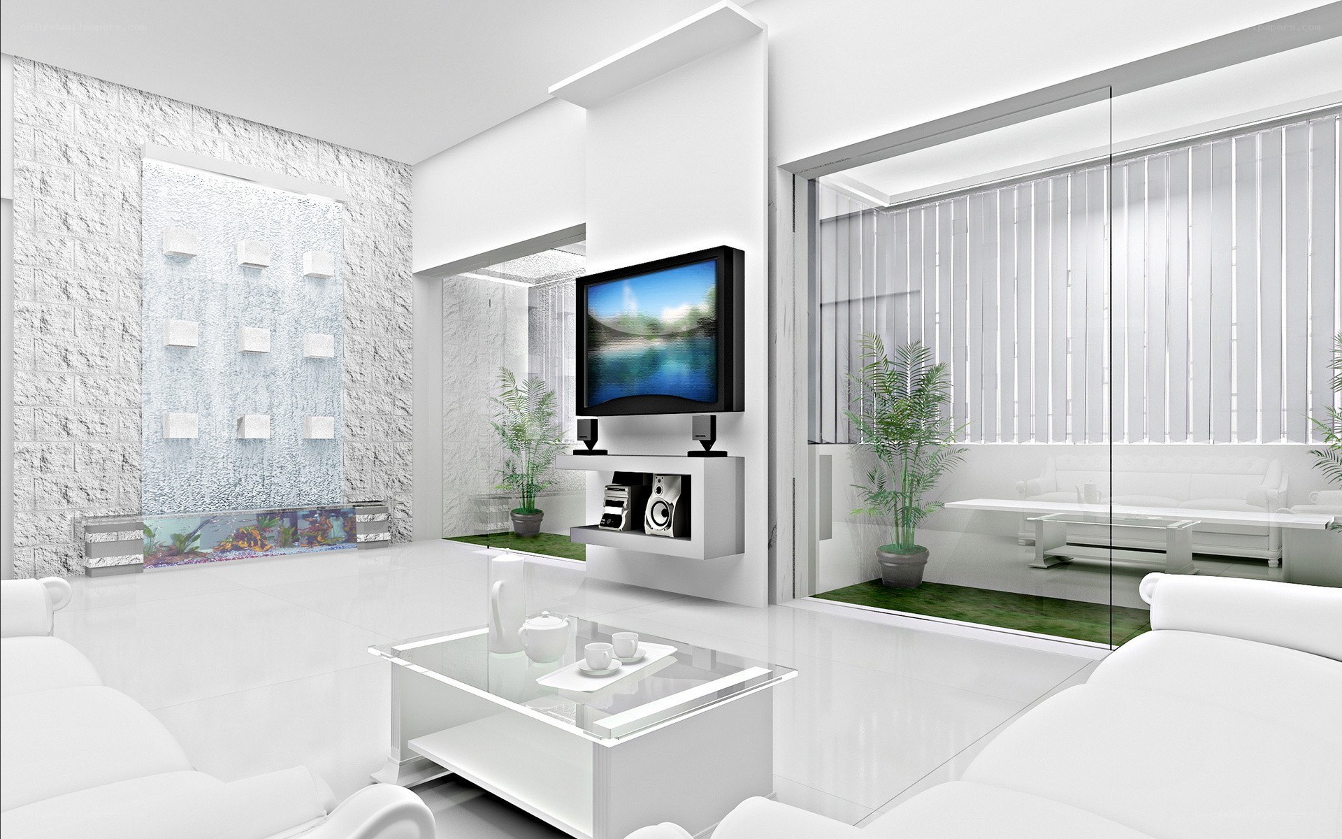 Modern white living room interior