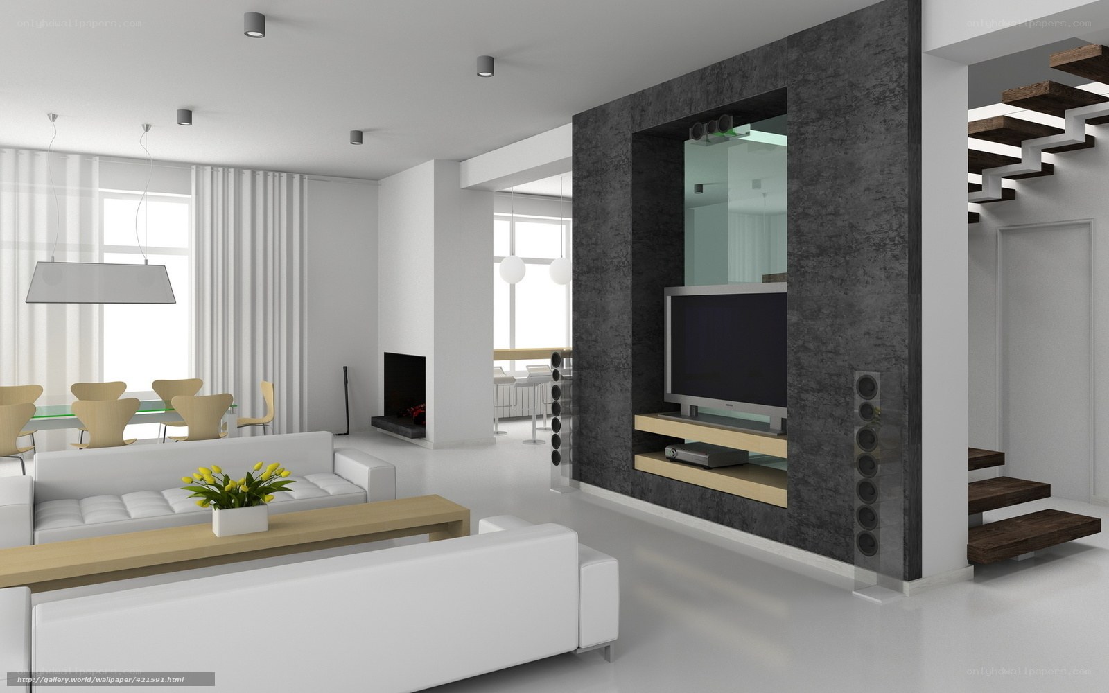 Modern white living room interior