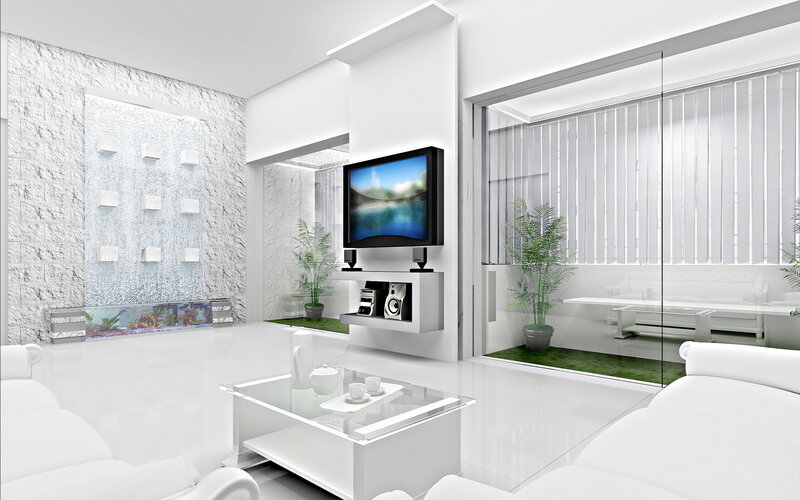 Modern White Living Room — Serene, 3d Render